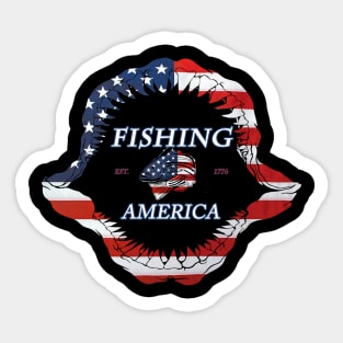 Fishing America  stars and stripes Sticker